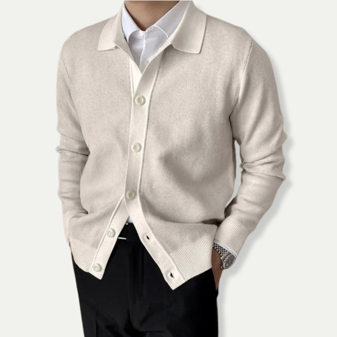 Cardigan Classique En Maille Avec Col Pour Homme | Boutonné