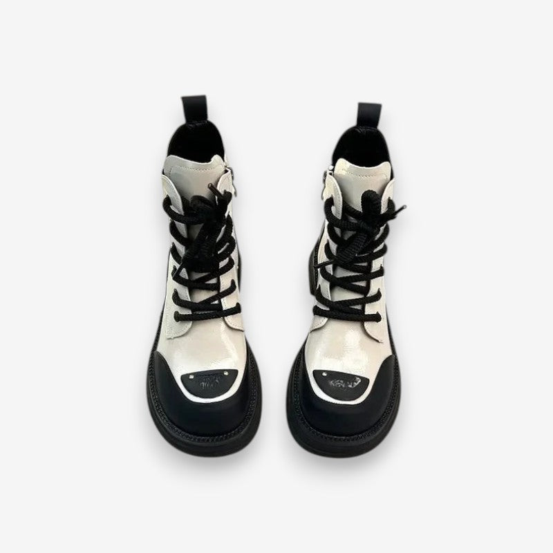 Bottes Femmes Haut Talon Bloc avec Lacets Casual