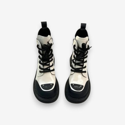 Bottes Femmes Haut Talon Bloc avec Lacets Casual