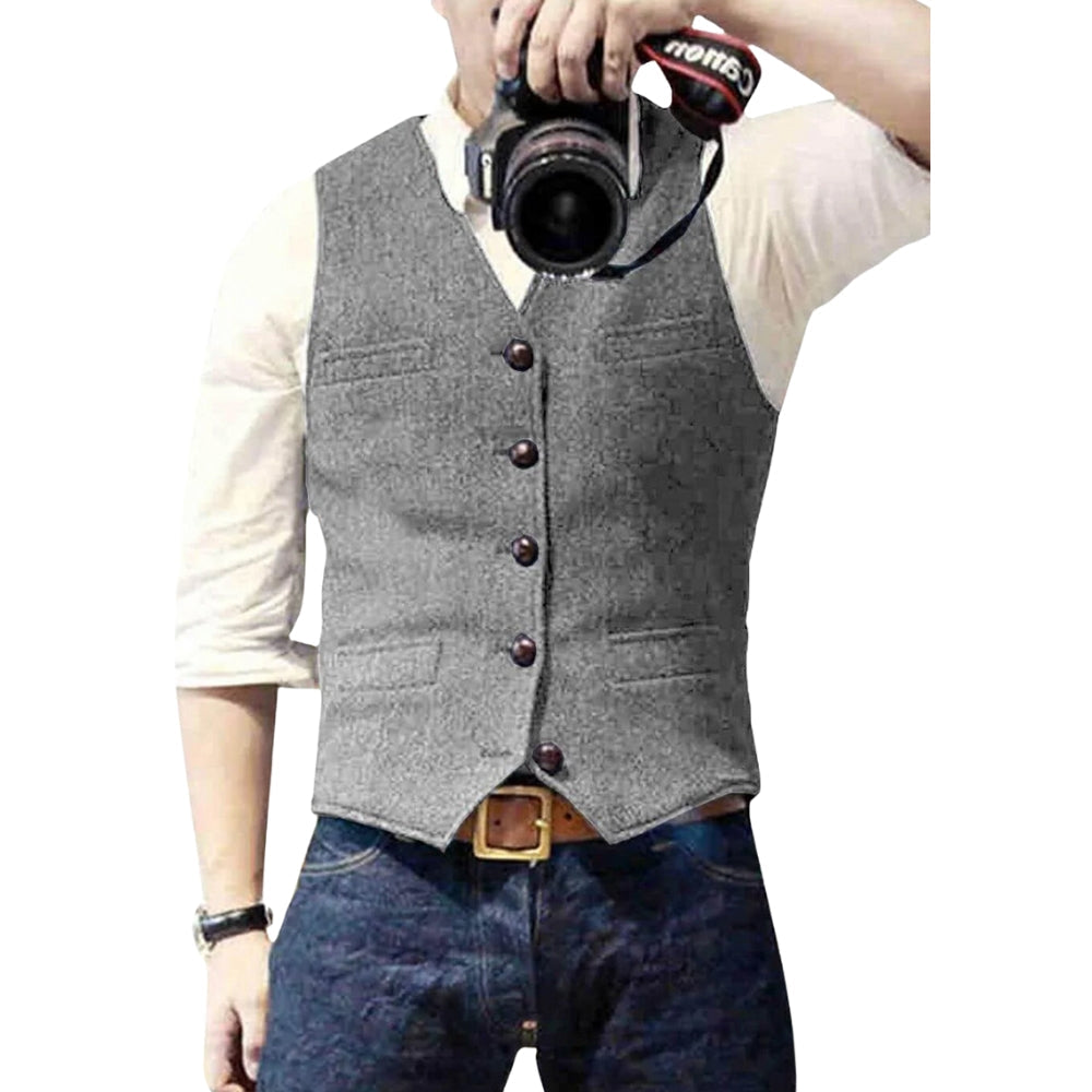 Gilet Casual Col V avec Poches Latérales