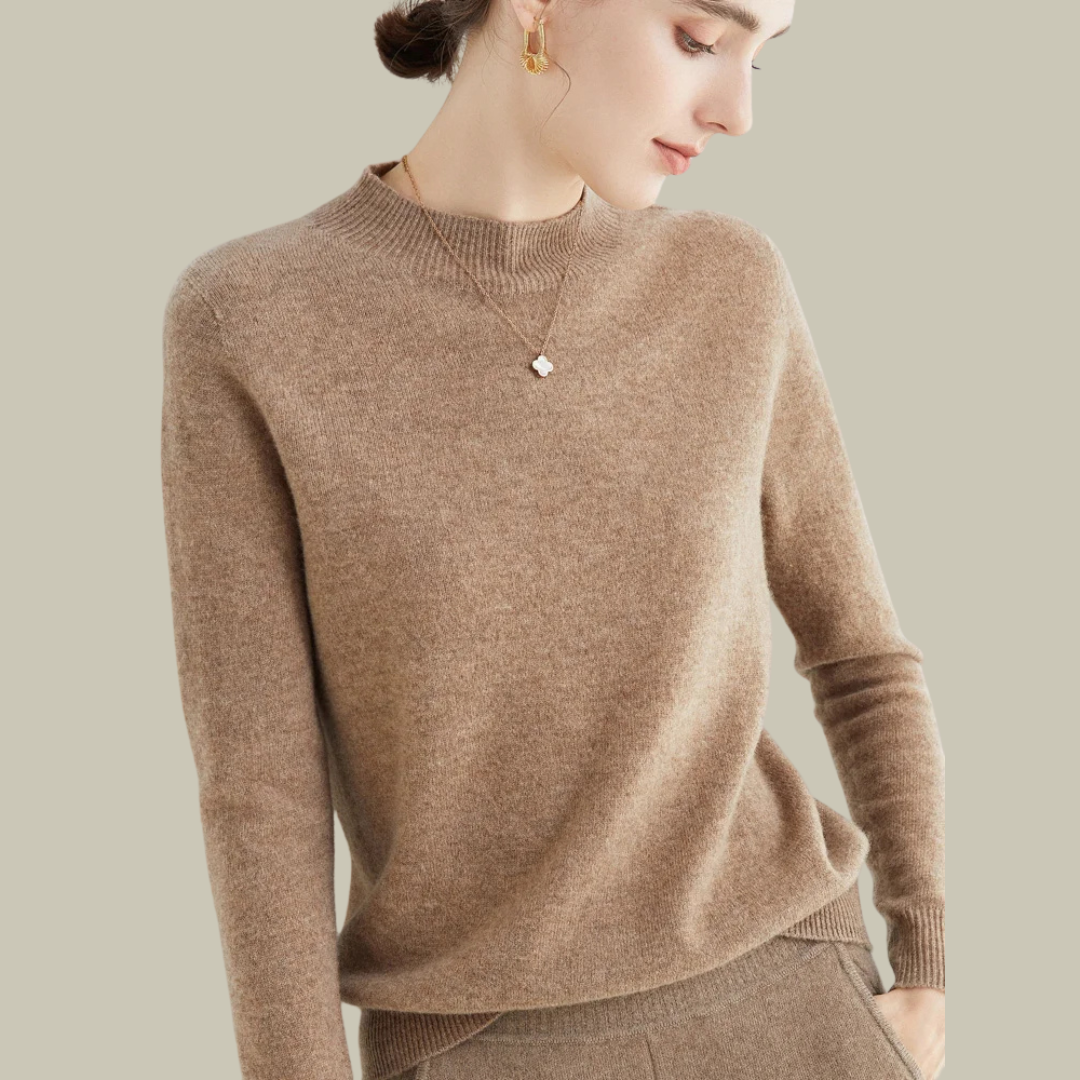Pull Femme Col Rond en Laine Mérinos Chaud pour Hiver