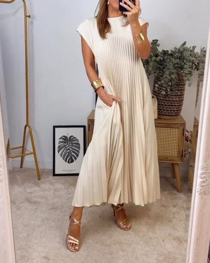Robe longue Femme Fluide Sans Manches Col Rond Poches Décontractée