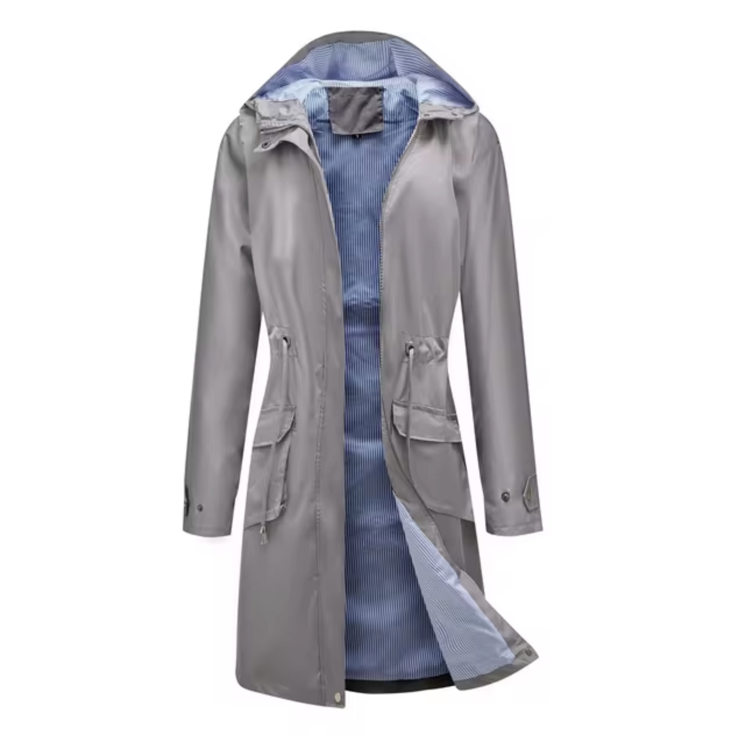 Manteau Femme Imperméable Long avec Capuche et Manches Réglables