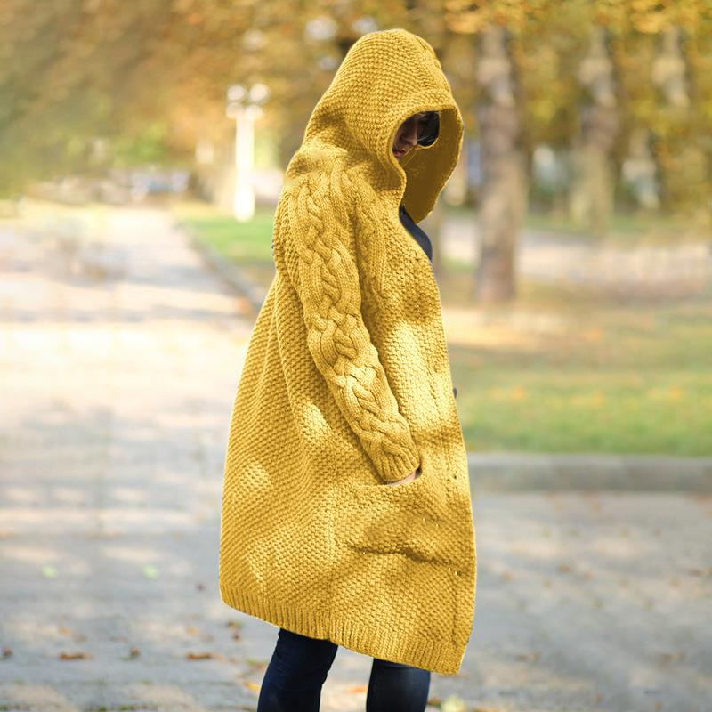 Cardigan Femme Long à Capuche Élégant