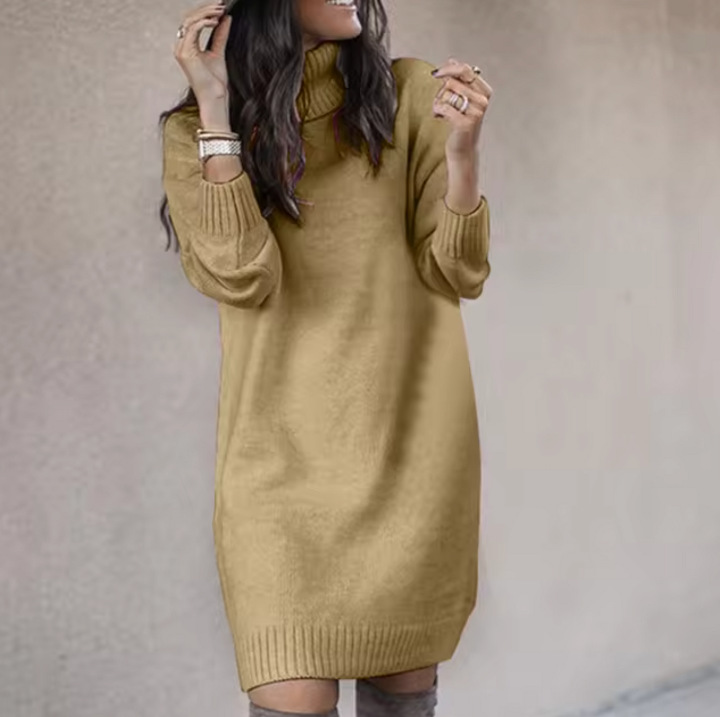 Robe Col Montant Femme Automne Chic et Douce