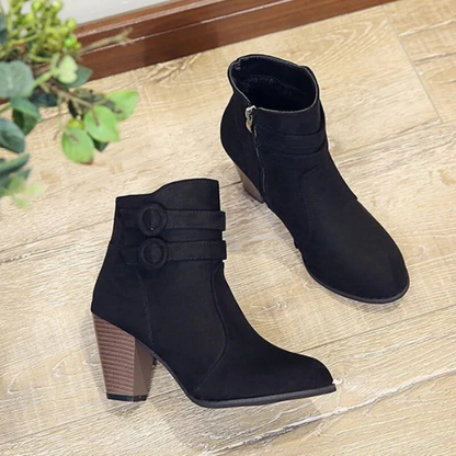 Bottines Femme Talon Haut à Boucle et Fermeture Éclair