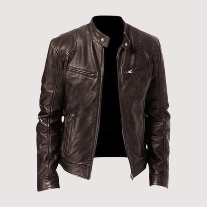 Veste Homme Cuir Véritable Coupe Classique Confort Toutes Saisons