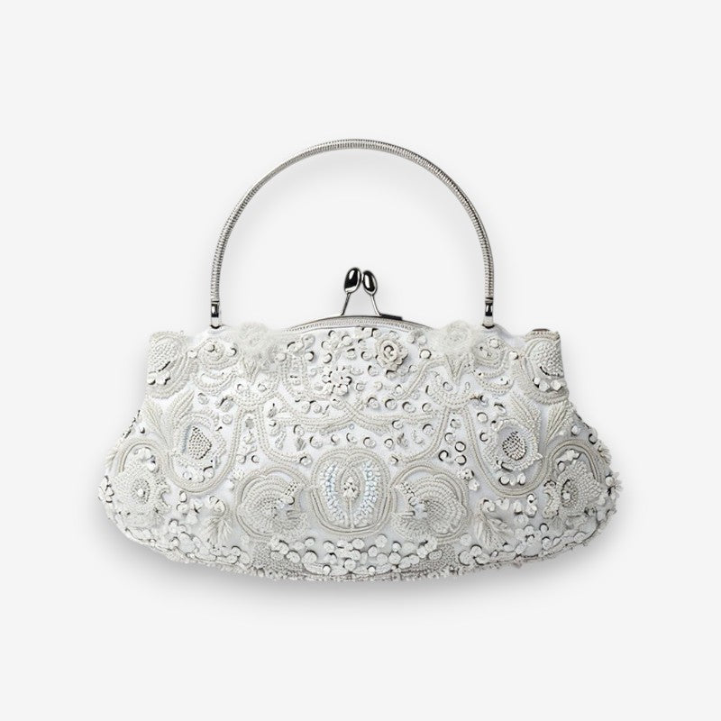 Pochette Main Perlée Fleuri Élégante