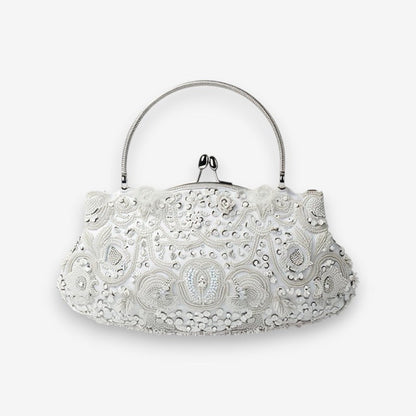 Pochette Main Perlée Fleuri Élégante