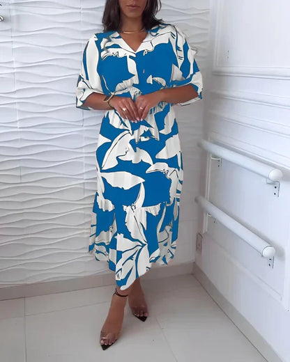 Robe Femme Col en V Taille Ajustable Coupe Ajustée