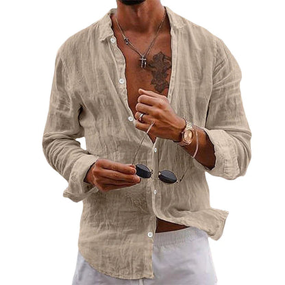 Chemise Homme Coton Blanc Élégant Manches Longues