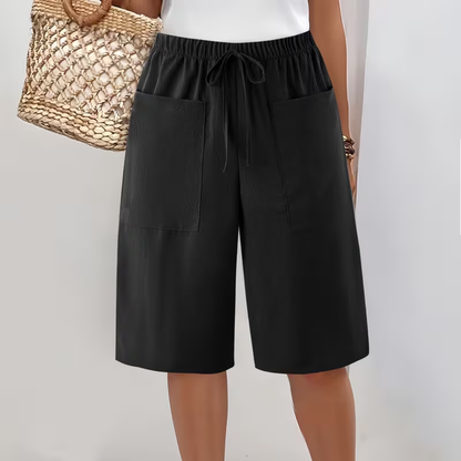 Short long femme Coton Poches Cordon Ajustable