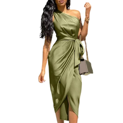 Robe Femme Élégante Mi-Longue avec Ceinture