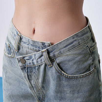 Jean Large Femme Taille Croisée Coupe Moderne