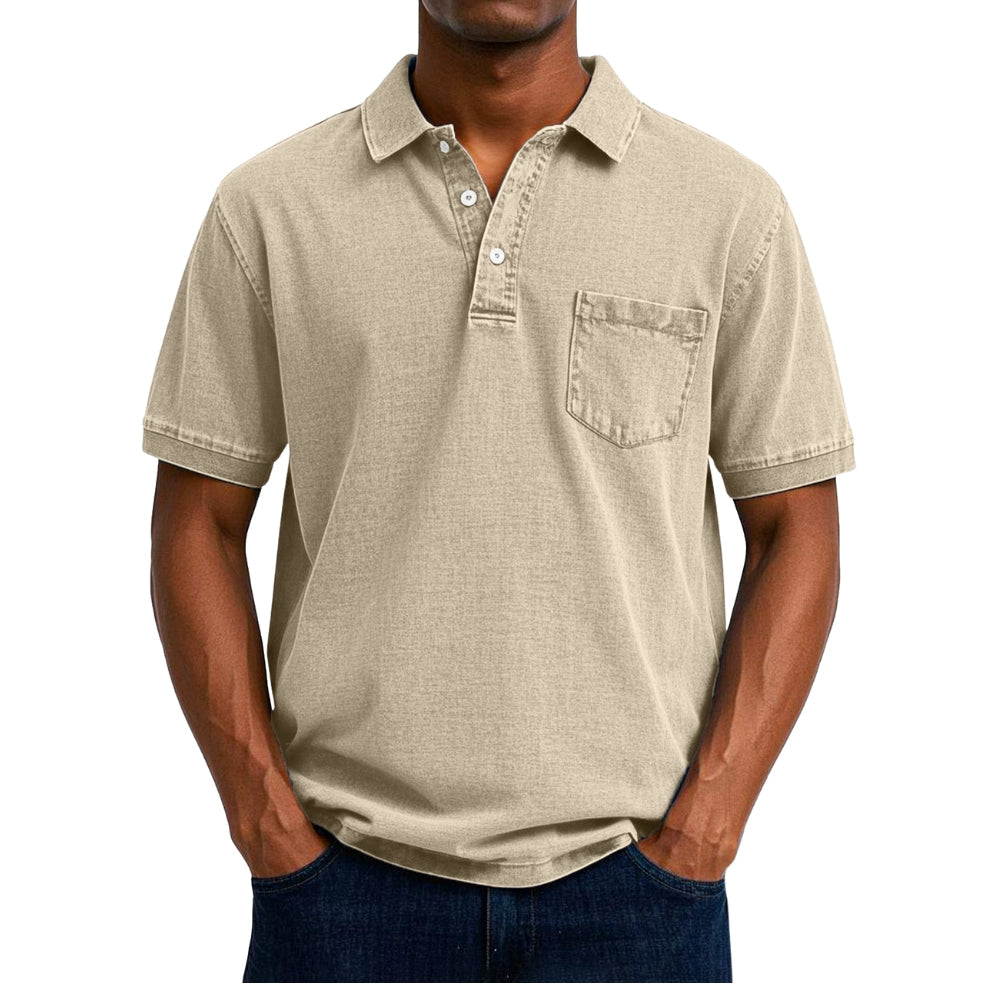 Chemise Homme Lin Coton avec Manches Courtes et Poche