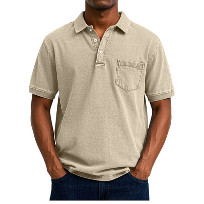 Chemise Homme Lin Coton avec Manches Courtes et Poche