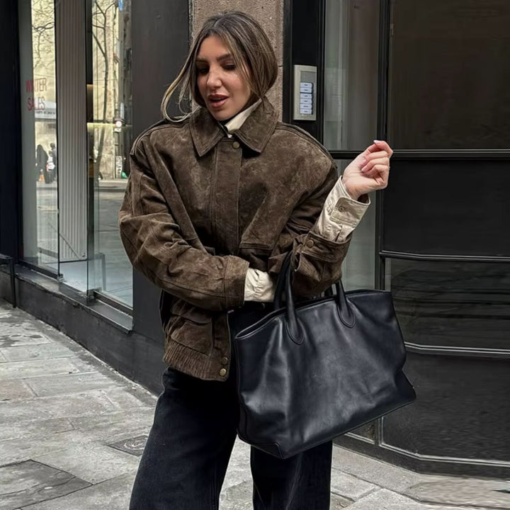 Veste Effet Suédé Coupe Ample Oversize Style Urbain - vue 4