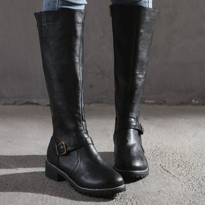 Bottes Femmes Haut Talon Plat Confortables et Élégantes