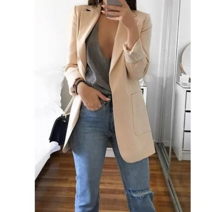 Veste Femelle Bleu Clair Détendue à Manches Longues