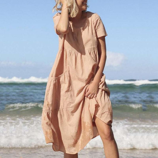 Robe Femme Élégante Manches Courtes pour Été - PanierRoyale