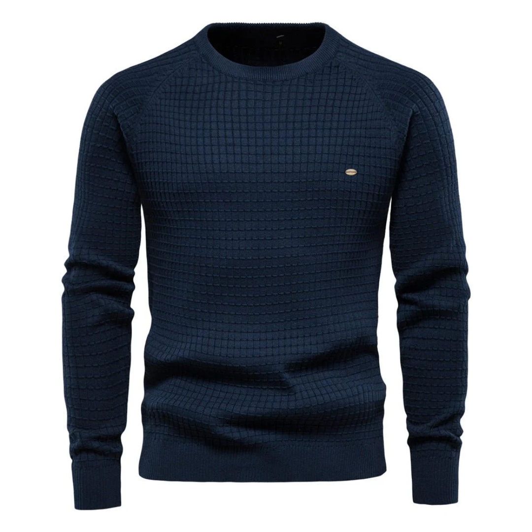 Pull Homme Marine Élégant à Col Rond