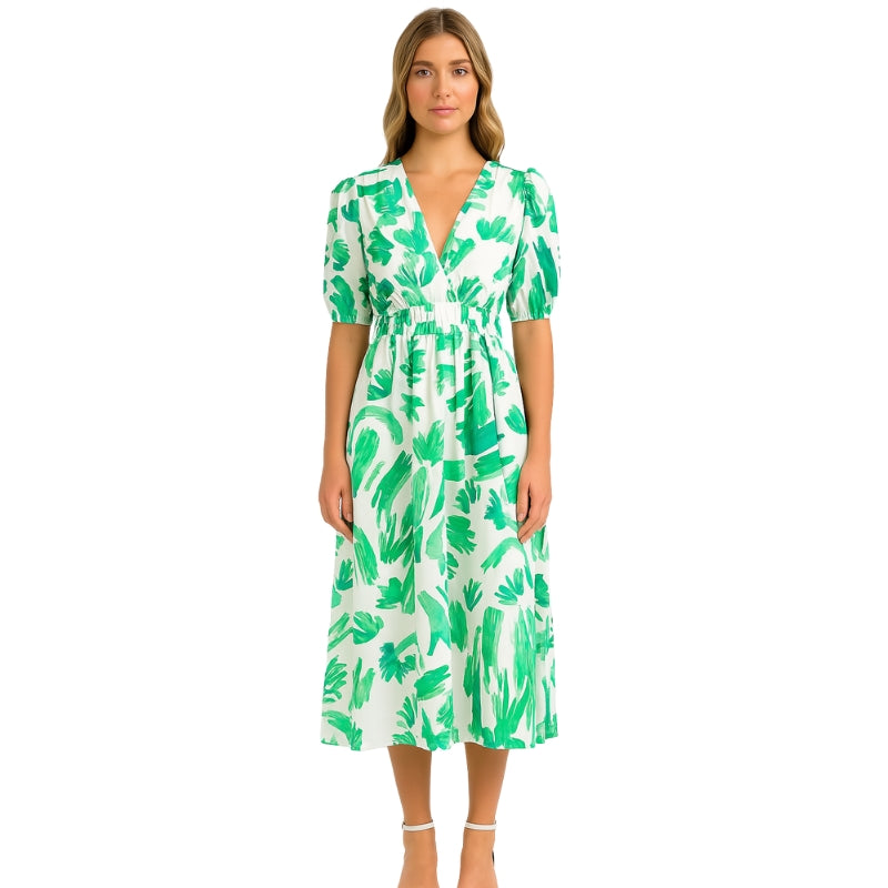 Robe Été Courte Décolletée avec Manches Courtes