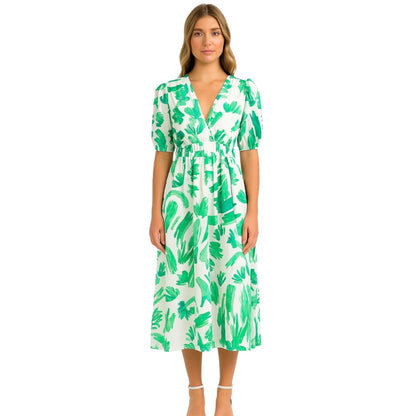 Robe Été Courte Décolletée avec Manches Courtes