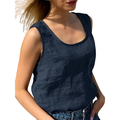 Top Femme Élégant Sans Manches Taille Fluide