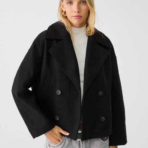 Veste Femme Chic - Manteau Court Élégant Double Fermeture