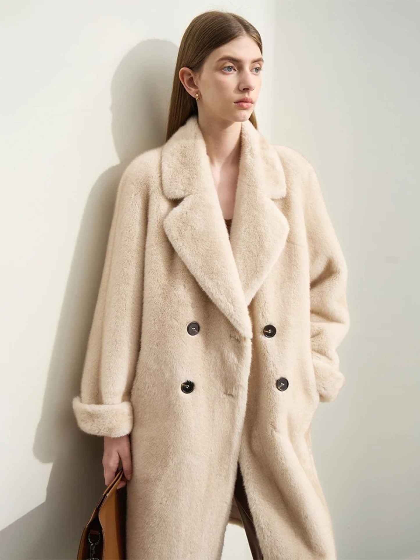 Manteau Hiver Beige en Laine Double Face