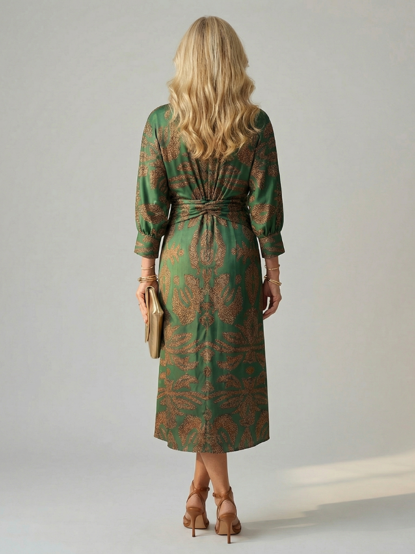 Robe Midi Femme Coupe Croisée Taille Cintrée