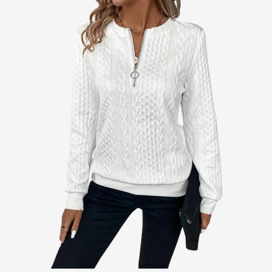 Pull Femme Col Rond Zippé Moderne - PanierRoyale