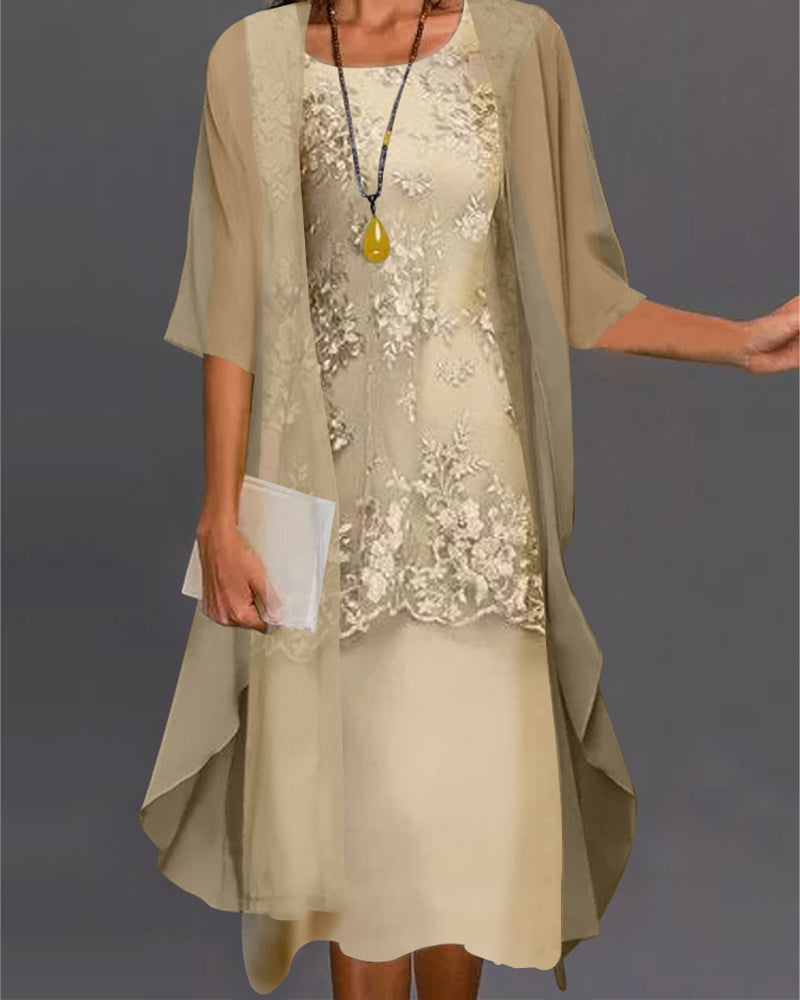 Robe Femme Élégante Deux Pièces en Dentelle Délicate - PanierRoyale