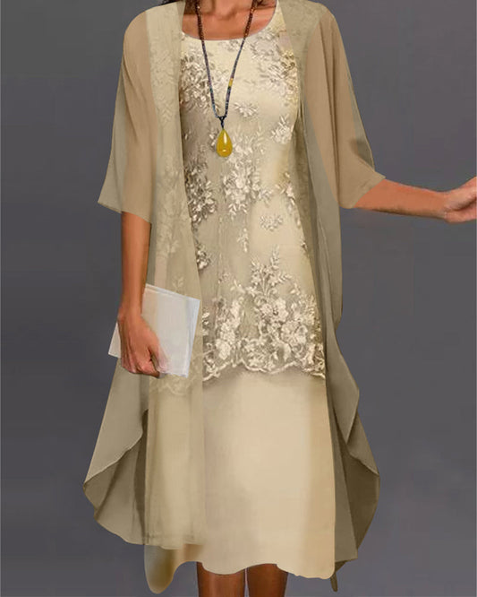 Robe Femme Élégante Deux Pièces en Dentelle Délicate - PanierRoyale