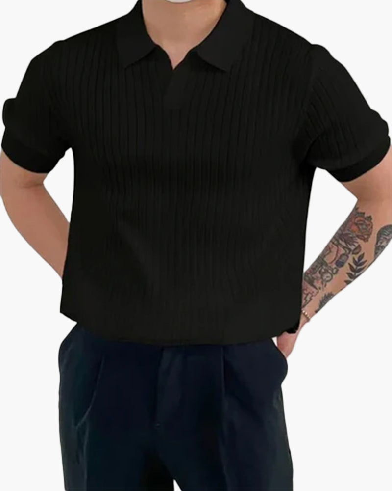Chemise Homme Col V Poloshirt Coton Décontracté