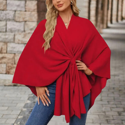 Top femme cape décolleté avec nœud devant
