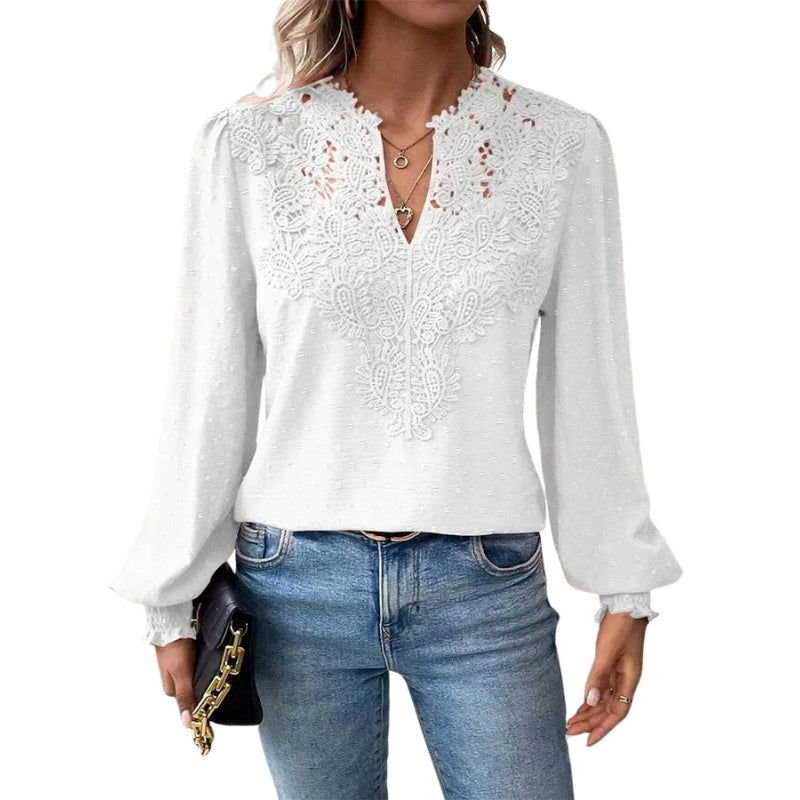 Blouse Femme Manches Longues en Dentelle Chic