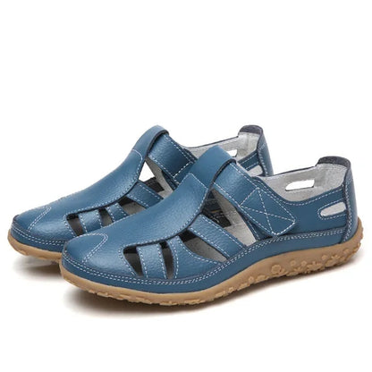 Sandales Femmes Cuir Marine avec Semelle Antidérapante