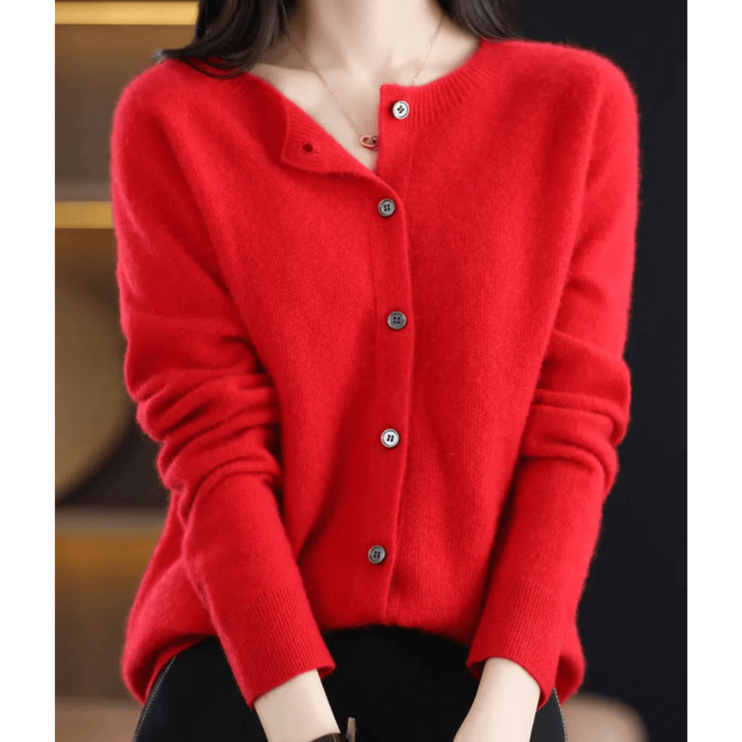 Cardigan En Cachemire À Boutons Et Manches Longues Pour Femme | Col Rond