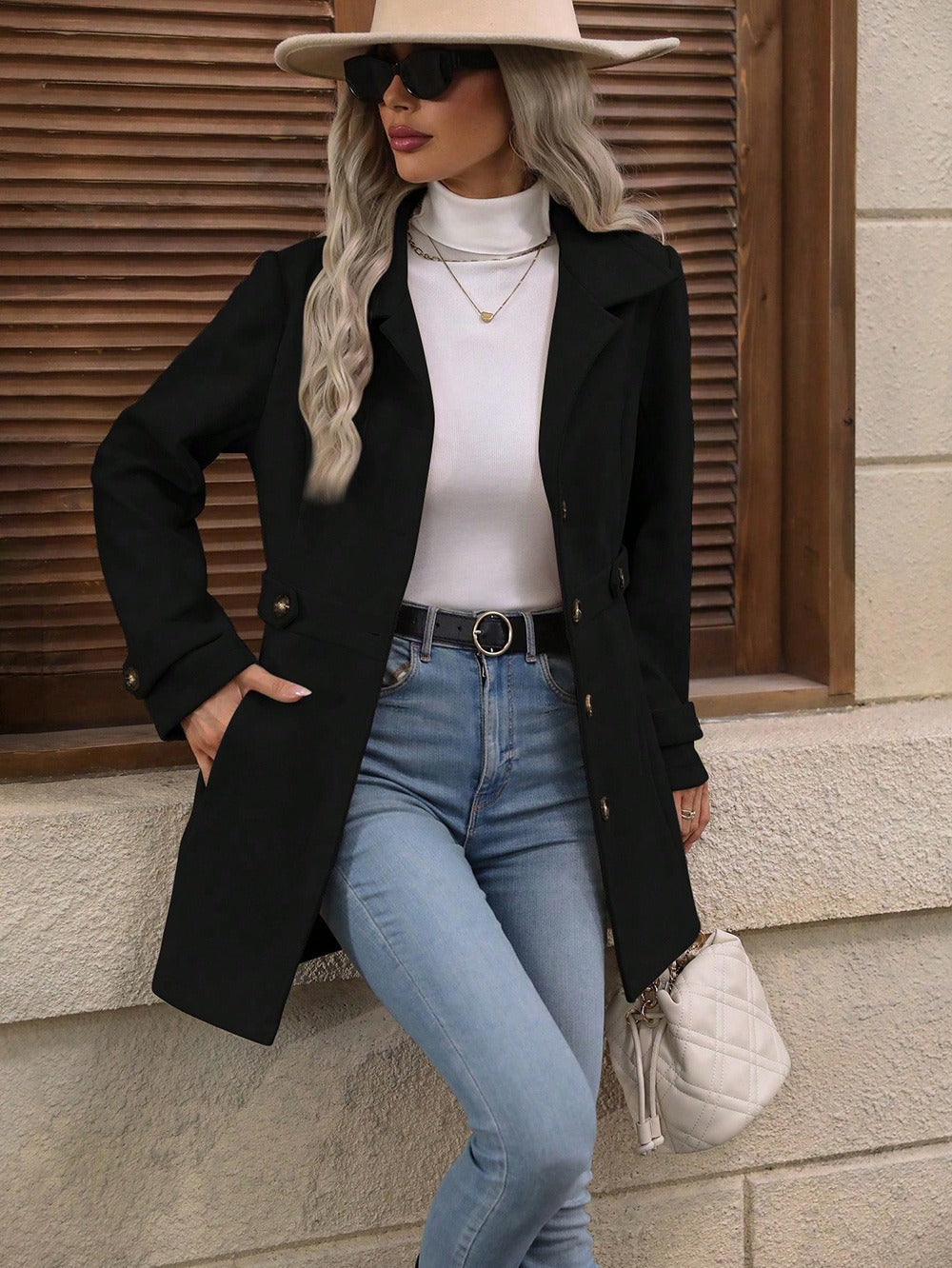 Trench Femme Ceinture Ajustable Coupe Droite