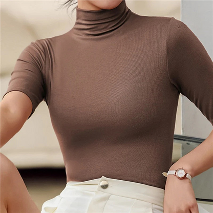 Top Femme Col Roulé Slim et Élégant