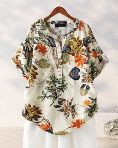 Chemisier Femme Floral Décontracté en Coton