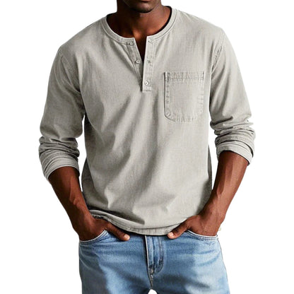 Chemise Classique en Coton Col Rond Manches Longues