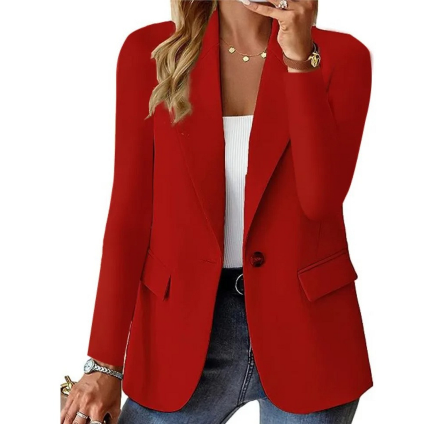 Veste Blazer Femme Élégante Blanc Pur