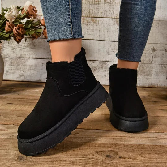 Bottines Femme Hiver Chauffantes À Lacets avec Semelle Crantée