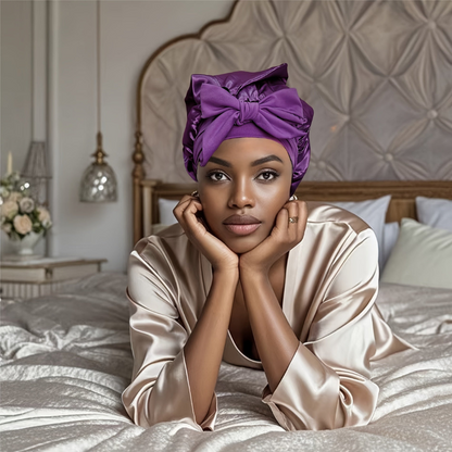 Bonnet de nuit en soie douce pour cheveux délicats
