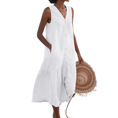 Robe Soirée Longue Sans Manches avec Poches