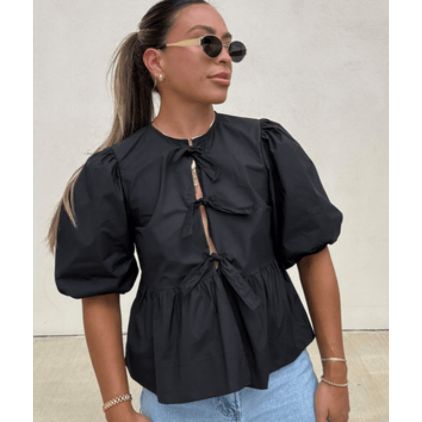 Blouse Femme Élégante Manches Bouffantes