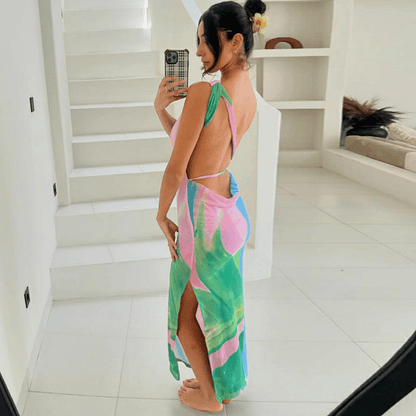 Robe Maxi Élégante Dos Nu Séduisant pour Femme