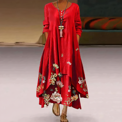 Robe Été Femelle en Dentelle avec Fleurs Imprimés